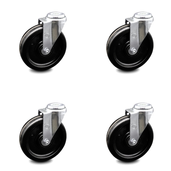 6 Inch Phenolic Wheel Swivel Bolt Hole Caster Set